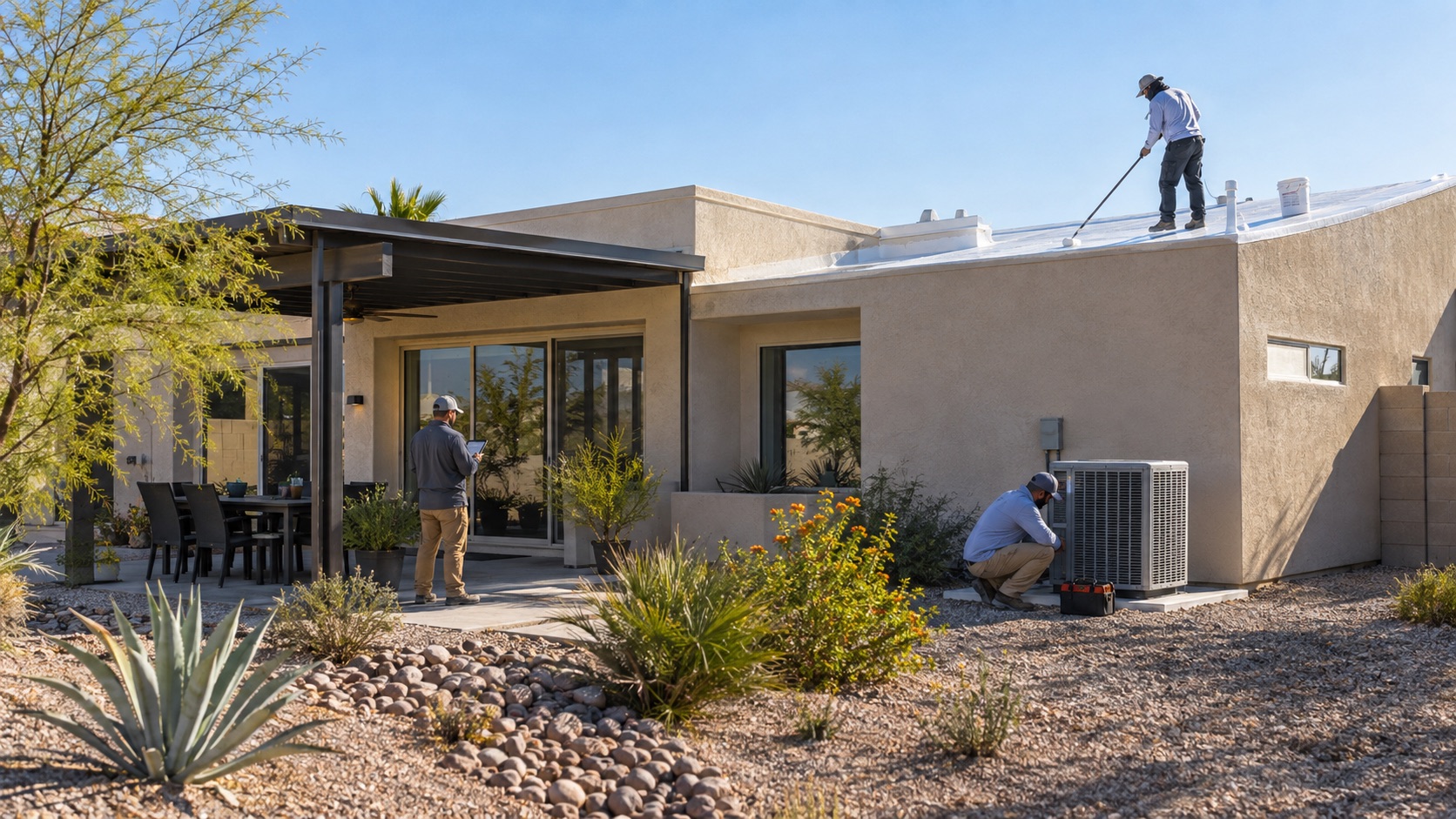 Roof coating and cooling-system work on a desert Southwest home